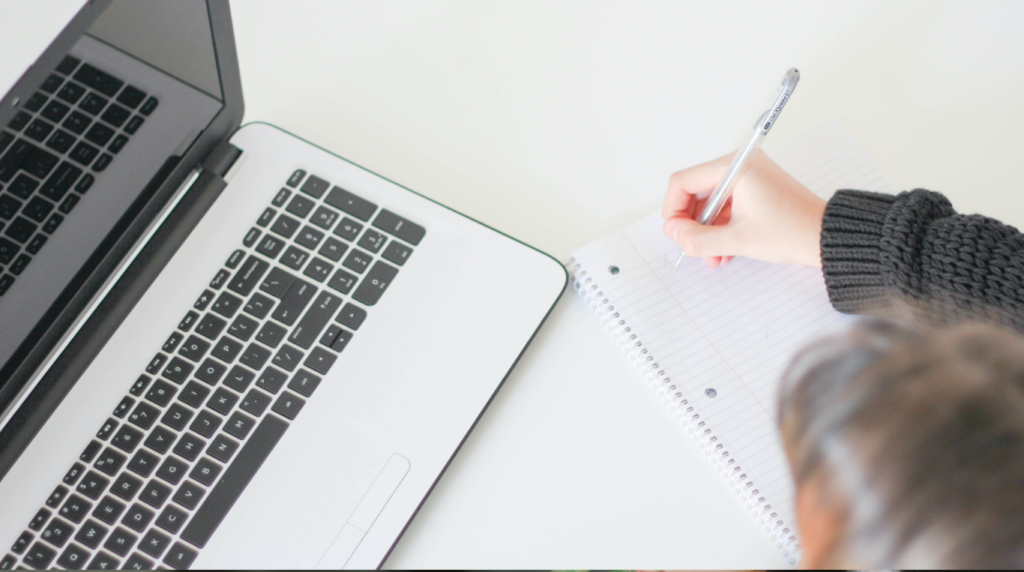 stock photo paper and laptop